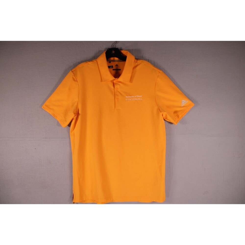 Adidas University of Miami Football Polo Men's M Orange Golf